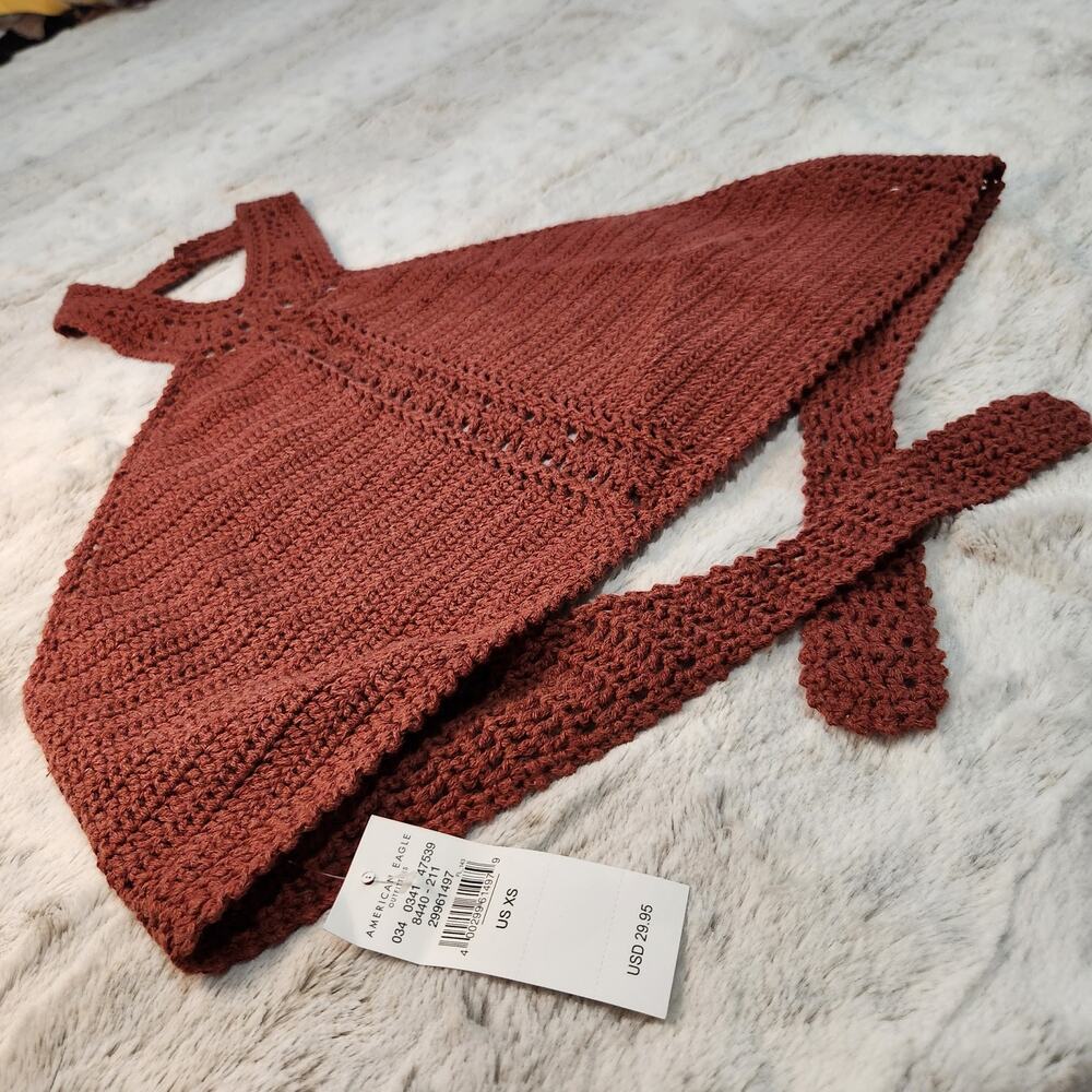 NWT American Eagle crochet tie-back crop top size XS - Picture 2 of 7